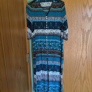 Multi patterned high slit casual dress